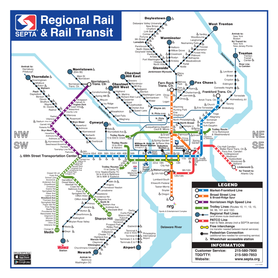 SEPTA rail map for the last 30 or so years.