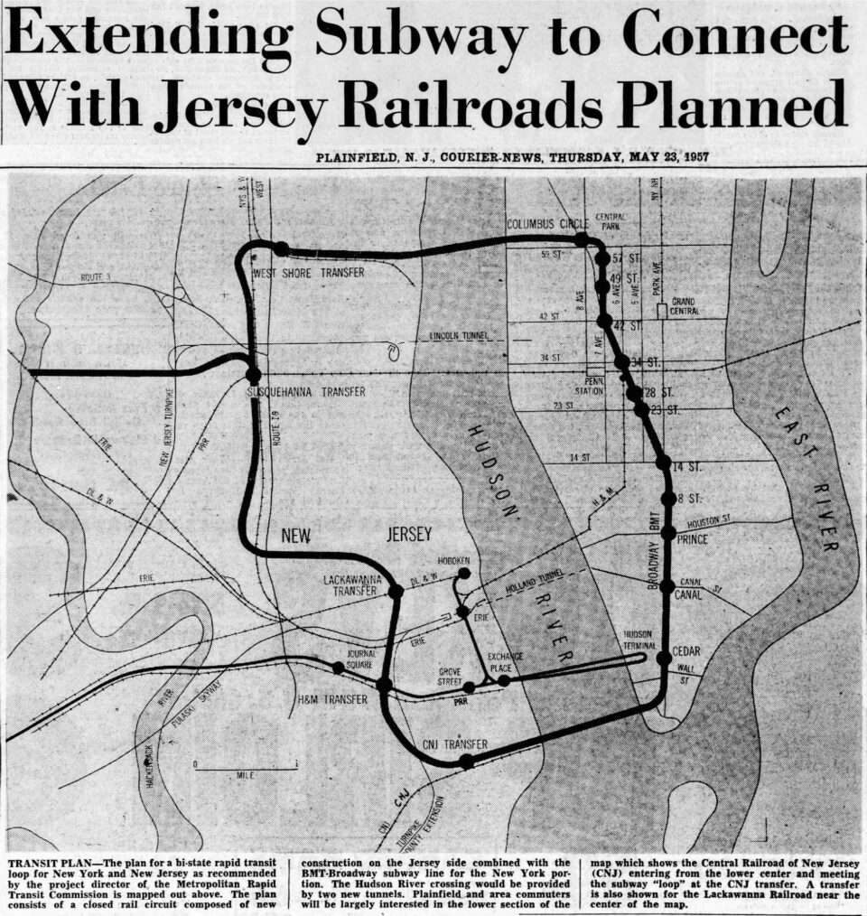 1957 Metropolitan Rapid Transit Survey Broadway Loop proposal