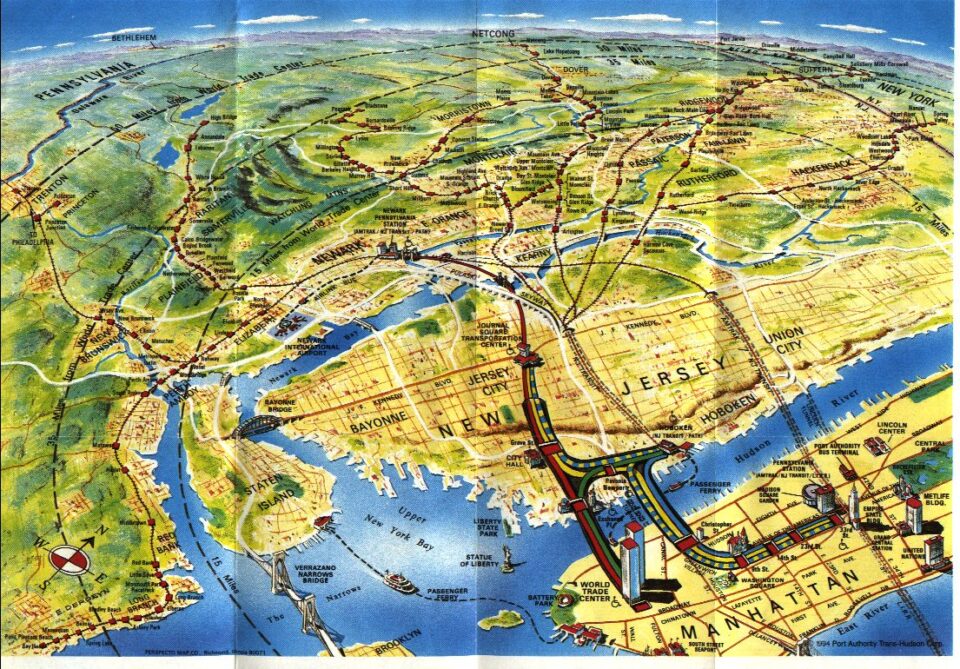 Map of PATH and NJT Lines 1994