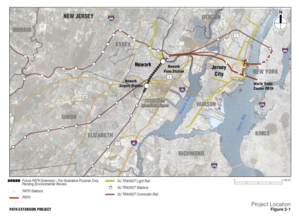 Proposed PATH extension to Newark-Liberty Airport station on the NEC.