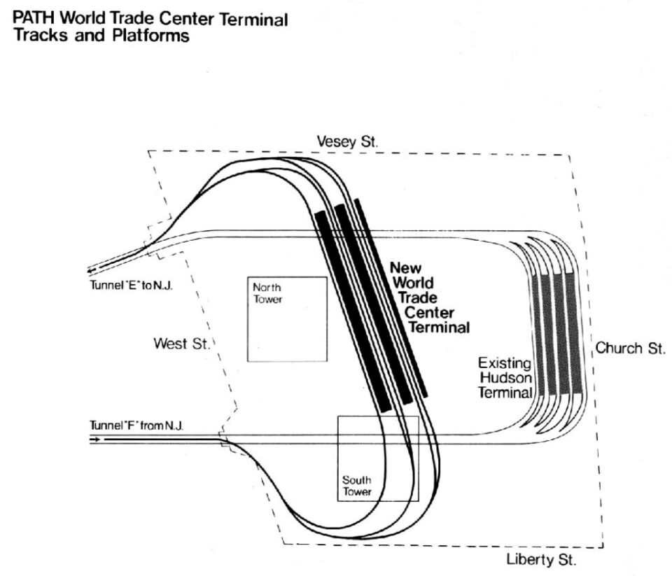 New PATH terminal at the WTC, built to the west of the demolished Hudson Terminal.