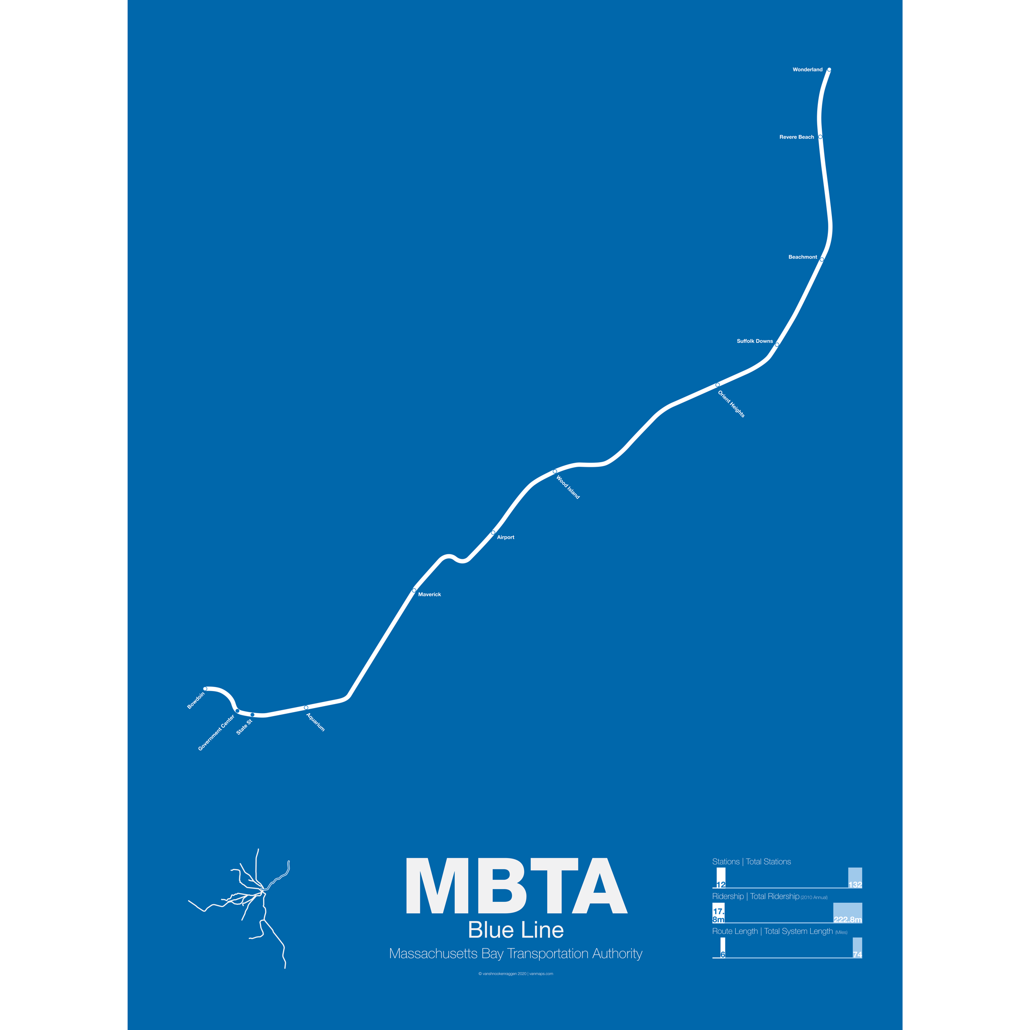 MBTA Blue Line T Poster – Vanmaps